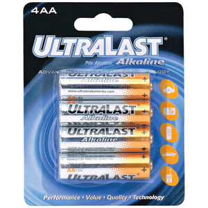 Ultralast ULA4AA ULA4AA AA Alkaline Batteries, 4 pk