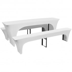 Table Cover Set of 3 White Polyester 90%, Elastane 10%