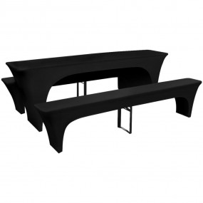 Table Cover Set of 3 Black Polyester 90%, Elastane 10%