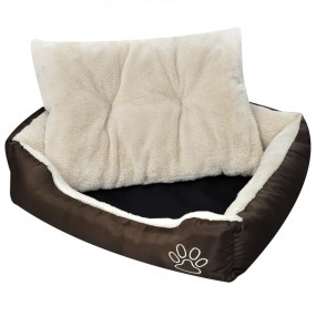 Imag:Dog Bed Brown and Beige PU coated oxford and faux fur XXL Durable