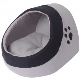 Cat Bed Grey and Black Polyester Fleece Medium Portable...