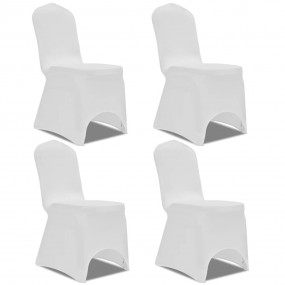 Chair Cover Set of 4 White 90% Polyester, 10% Elastane ...