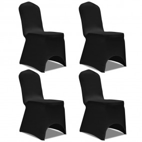 Chair Cover Set of 4 Black 90% Polyester, 10% Spandex