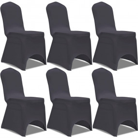 Chair Cover Set of 6 Anthracite 90% Polyester, 10% Span...