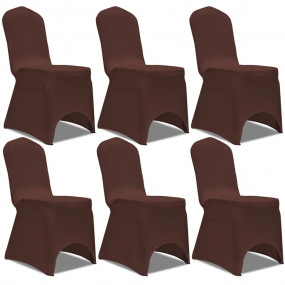 Chair Cover Set of 6 Brown 90% Polyester, 10% Elastane ...