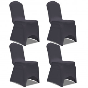 Chair Cover Set of 4 Anthracite Polyester, 10% Elastane...