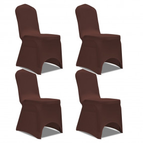 Chair Cover Set of 4 Brown Polyester: 90%, Elastane: 10...