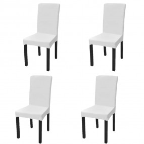 Chair Cover Set of 4 White Polyester Universal Removabl...