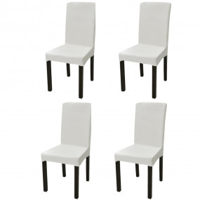 Chair Cover Set of 4 Cream Polyester, Elastane Universa...