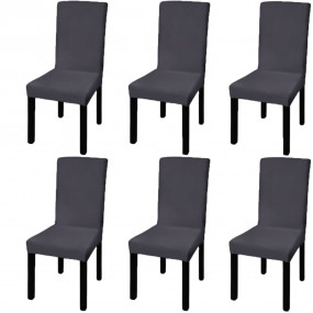Chair Cover Set of 6 Anthracite 90% Polyester, 10% Elas...