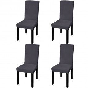Chair Cover Set of 4 Anthracite 90% Polyester, 10% Elas...