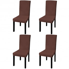 Chair Cover Set of 4 Brown 90% Polyester, 10% Elastane