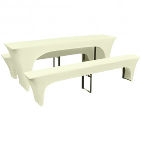 Table Cover Set of 3 Cream Polyester (90%), Spandex (10...