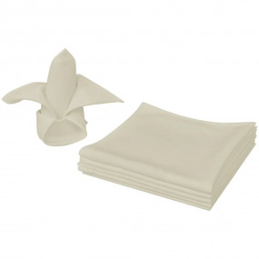 Napkin Set of 25 Cream Polyester 19.7 x 19.7 in Dinner ...