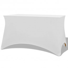 Table Cover Set of 2 White 90% Polyester, 10% Spandex M...