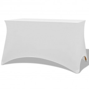 Table Cover Set of 2 White 90% Polyester, 10% Elastane ...