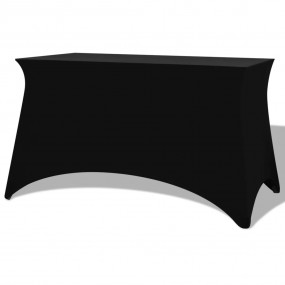 Table Cover Set of 2 Black 90% Polyester, 10% Elastane