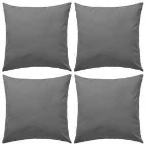 Outdoor Pillow Set of 4 Grey Polyester 17.7 x 17.7 in