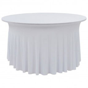 Table Cover Set of 2 White 90% Polyester, 10% Elastane