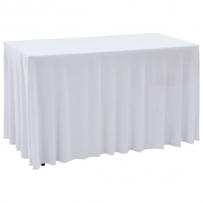 Table Cover Set of 2 White 90% polyester 95.7 x 29.9 x ...