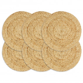 Placemat Set of 6 Natural Jute Medium Stackable Placema...