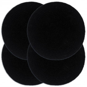 Placemat Set of 4 Black Cotton 15 in diameter Non-slip ...