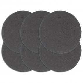 Placemat Set of 6 Dark gray 100% Cotton 15 in diameter ...