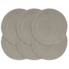 Placemat Set of 6 Plain Grey 100% Cotton 15.0 in diamet...