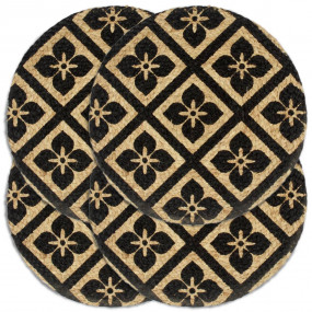 Placemat Set of 4 Black Jute Durable Placemat Round