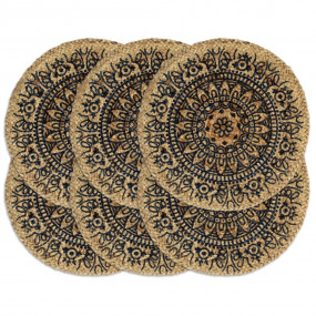 Placemat Set of 6 Dark Blue Jute 15 in diameter Durable