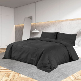 Duvet Cover Set Black Microfiber Full Lightweight