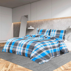 Duvet Cover Set Blue and Grey 100% Cotton 94.5 x 86.6 i...