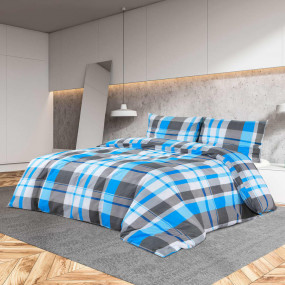 Duvet Cover Set Blue and Grey 100% Cotton 78.7 x 78.7 i...