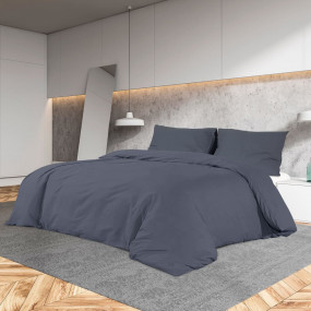 Duvet Cover Set Anthracite 100% Cotton 55.1 x 78.7 in L...