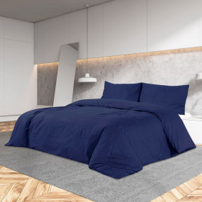 Duvet Cover Set Navy Blue 100% Cotton 53.1 x 78.7 in