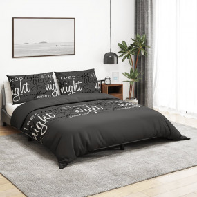 Duvet Cover Set Set of 2 Black 100% Cotton 79x79 in Duv...