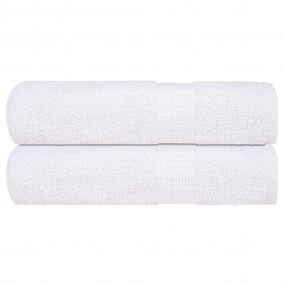 Shower Towel Set of 2 White 100% Cotton 27.6 x 55.1 in