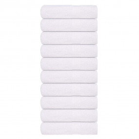 Bath Towel Set of 10 White 100% Cotton 39.4 x 59.1 in