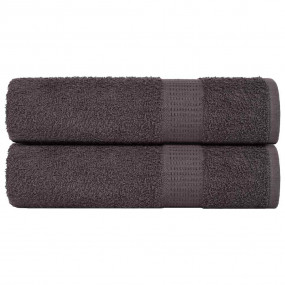 Hand Towel Set of 2 Anthracite 100% Cotton 19.7 x 39.4 ...