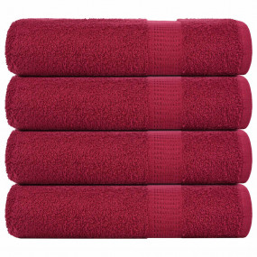 Bath Towel Set of 4 Bordeaux 100% Cotton 39.4 x 59.1 in...