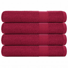 Sauna Towel Set of 4 Bordeaux 100% Cotton 31.5 x 78.7 i...