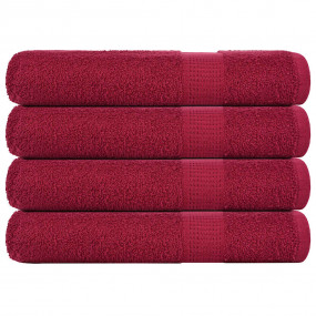 Towel Set of 4 Bordeaux 100% Cotton Large Towel Rectang...