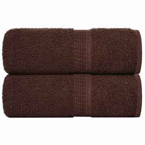 Guest Towel Set of 2 Brown 100% Cotton 11.8 x 19.7 in