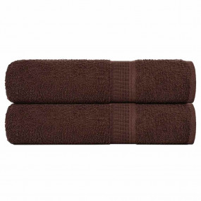 Bath Towel Set of 2 Brown 100% Cotton 39.4 x 59.1 in Ba...
