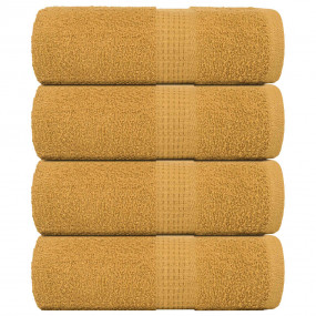 Guest Towel Set of 4 Gold 100% Cotton 11.8 x 19.7 in