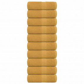 Guest Towel Set of 10 Gold 100% Cotton 11.8 x 19.7 in P...