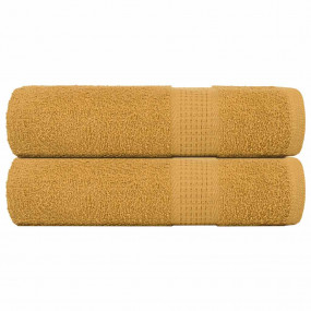 Shower Towel Set of 2 Gold 100% Cotton 27.6 x 55.1 in