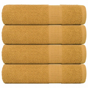 Shower Towel Set of 4 Gold 100% Cotton 27.6 x 55.1 in