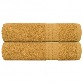 Bath Towel Set of 2 Gold 100% Cotton 39.4 x 59.1 in Bat...