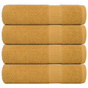 Bath Towel Set of 4 Gold 100% cotton 39.4 x 59.1 in Bat...
